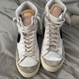 Nike White and Black High-Top Sneakers